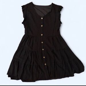 Black Textured Blazer with Buttons